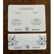 Sade Beyaz Çiçekli Davetiye