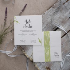 Yeşil Yapraklı Kare Davetiye Yeşil Yapraklı Kare Davetiye