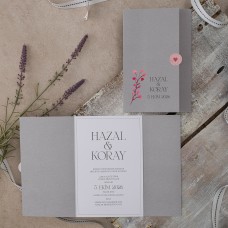 Çiçekli Gri Davetiye