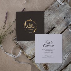 Kare Yaldızlı Siyah Davetiye