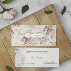 Minimal Çiçek Desenli Davetiye Minimal Çiçek Desenli Davetiye