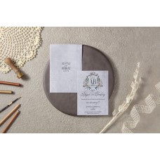 Gri Çiçekli Davetiye