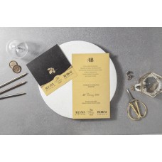 Zarfsız Monogramlı Siyah Davetiye