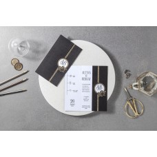 Siyah Katlamalı Dikey Davetiye