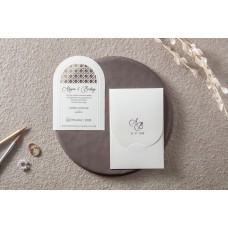 Oval Kesim İşlemeli Davetiye