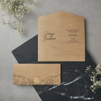 Çiçek Detaylı Kraft Davetiye