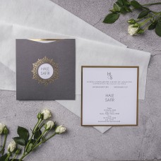 Siyah Yaldızlı Kare Davetiye