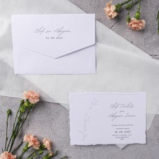 Kenarları Yırtma İşlemeli Davetiye